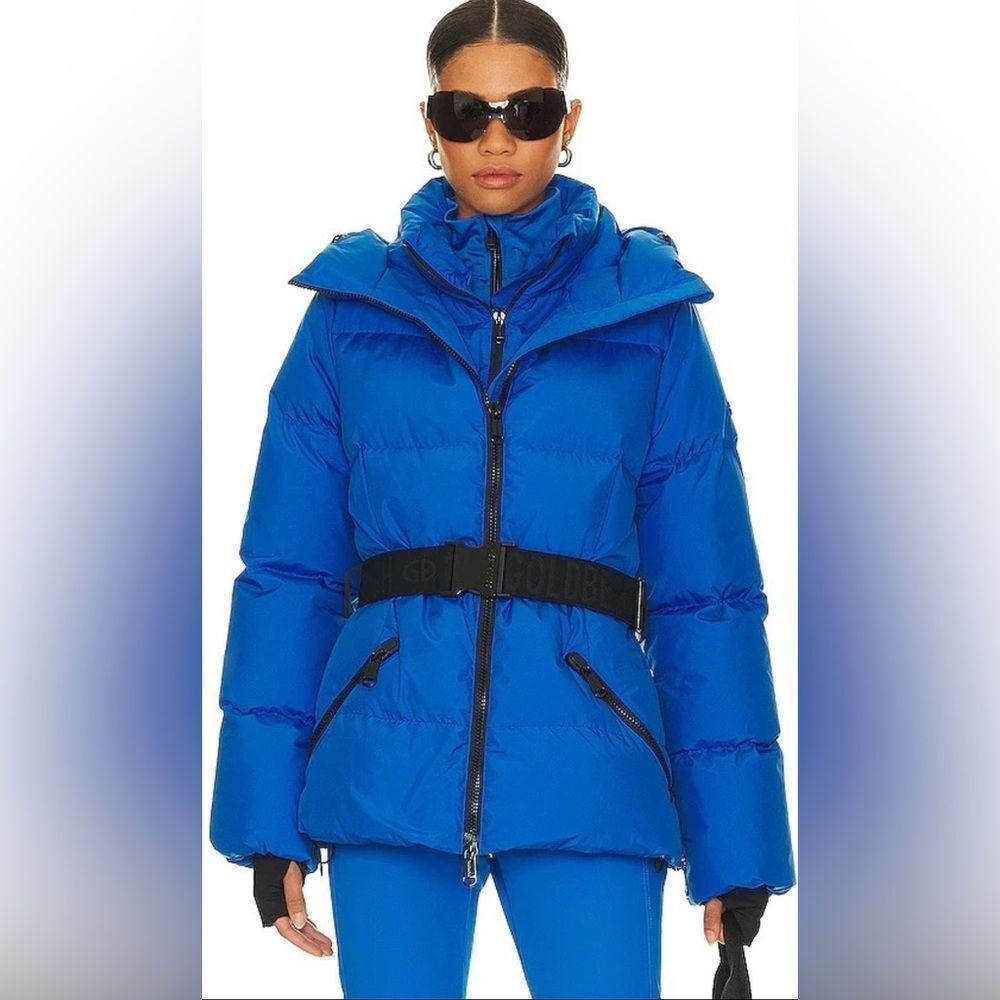 Goldbergh Snowmass Belted Ski Jacket Blue Black NWT US 12 Down Ski Jacket